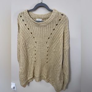 Tan Knit Sweater with Cut-Outs